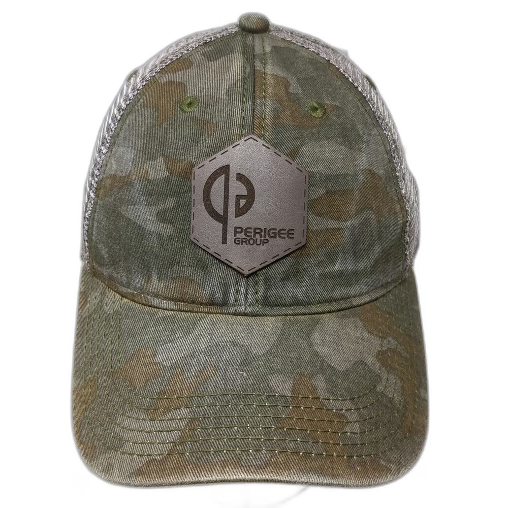 Legacy Trucker Hat Green One Size Camo Mesh Snapback Leather Patch Perigee Group